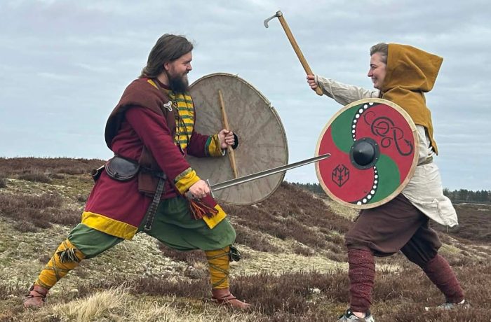 Vikinger slåsser på heden